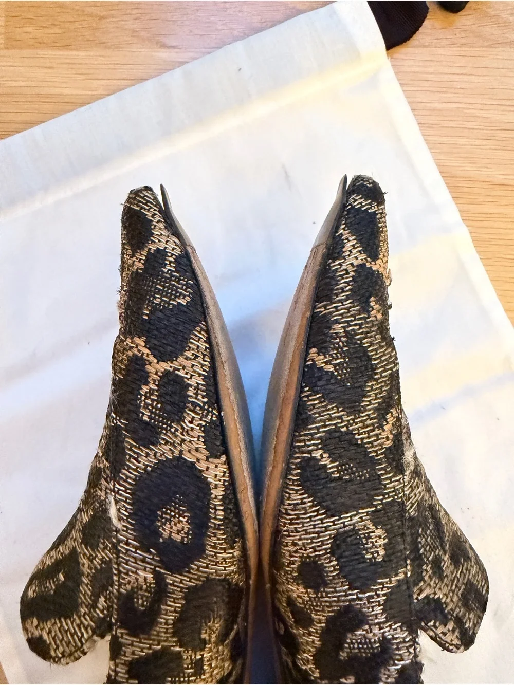 3.1 Phillip Lim Leopard Jacquard Pointed Toe Flats in Black and Gold